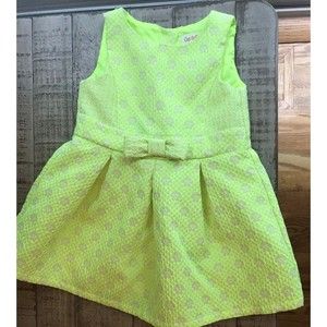 Cat & Jack Bright Green Dress 18m Girls Jacquard Lined